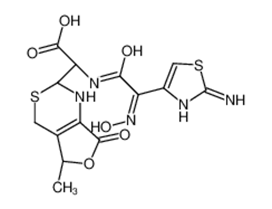 Picture of (2R)-2-[[(2Z)-2-(2-amino-1,3-thiazol-4-yl)-2-hydroxyiminoacetyl]amino]-2-(5-methyl-7-oxo-1,2,4,5-tetrahydrofuro[3,4-d][1,3]thiazin-2-yl)acetic acid