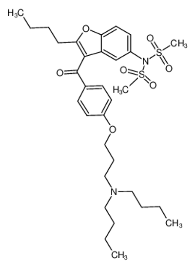 Picture of N-(2-butyl-3-(4-(3-(dibutylamino)propoxy)-benzoyl)benzofuran-5-yl)-N-(methylsulfonyl)methanesulfonamide