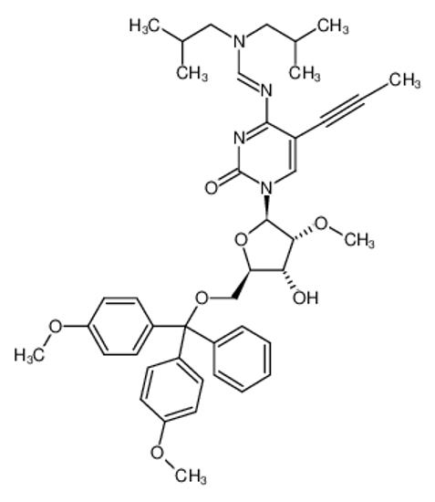 Picture of N4-(DIISOBUTYLAMINOMETHYLIDENE)-5'-O-(DIMETHOXYTRITYL)-5-(1-PROPYNYL)-2'-O-METHYLCYTIDINE