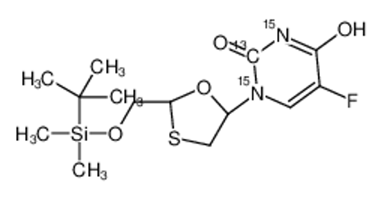 Picture of 1-((2R,5S)-2-((tert-Butyldimethylsilyloxy)methyl)-1,3-oxathiolan-5-yl)-5-fluoropyrimidine-2,4(1H,3H)-dione-13C,15N2